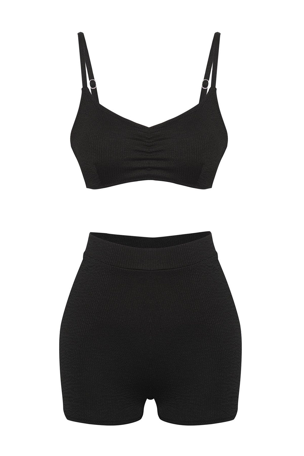 Trendyolmilla Siyah Bralette Sortlu Dokulu Regular Bikini Tak?m? TBESS25BT00102  фото 6