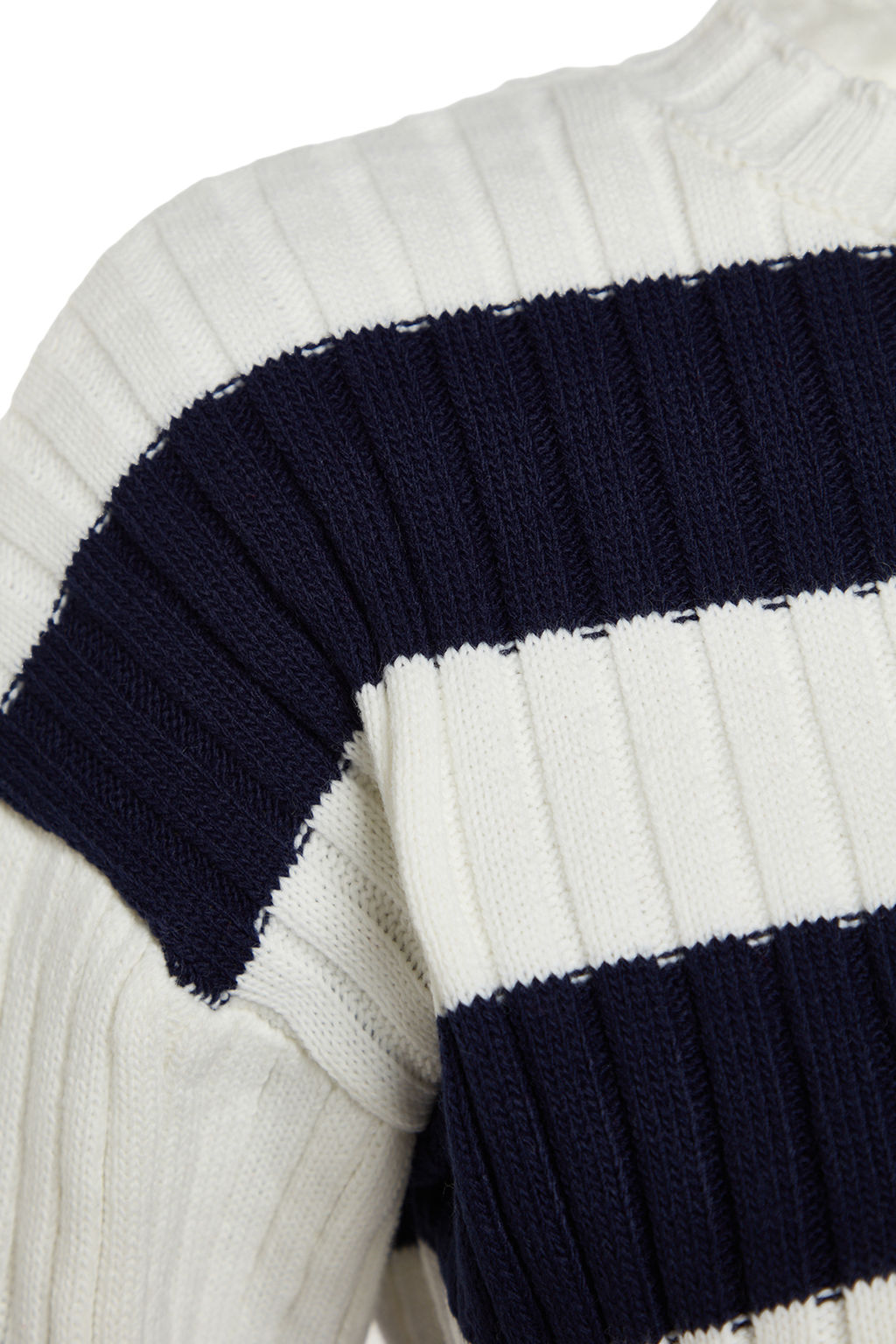 Ekru Crop Genis Kal?p Cizgili Ak?tma Detayl? Triko Kazak TWOAW24KZ00905 - Trendyolmilla фото 7