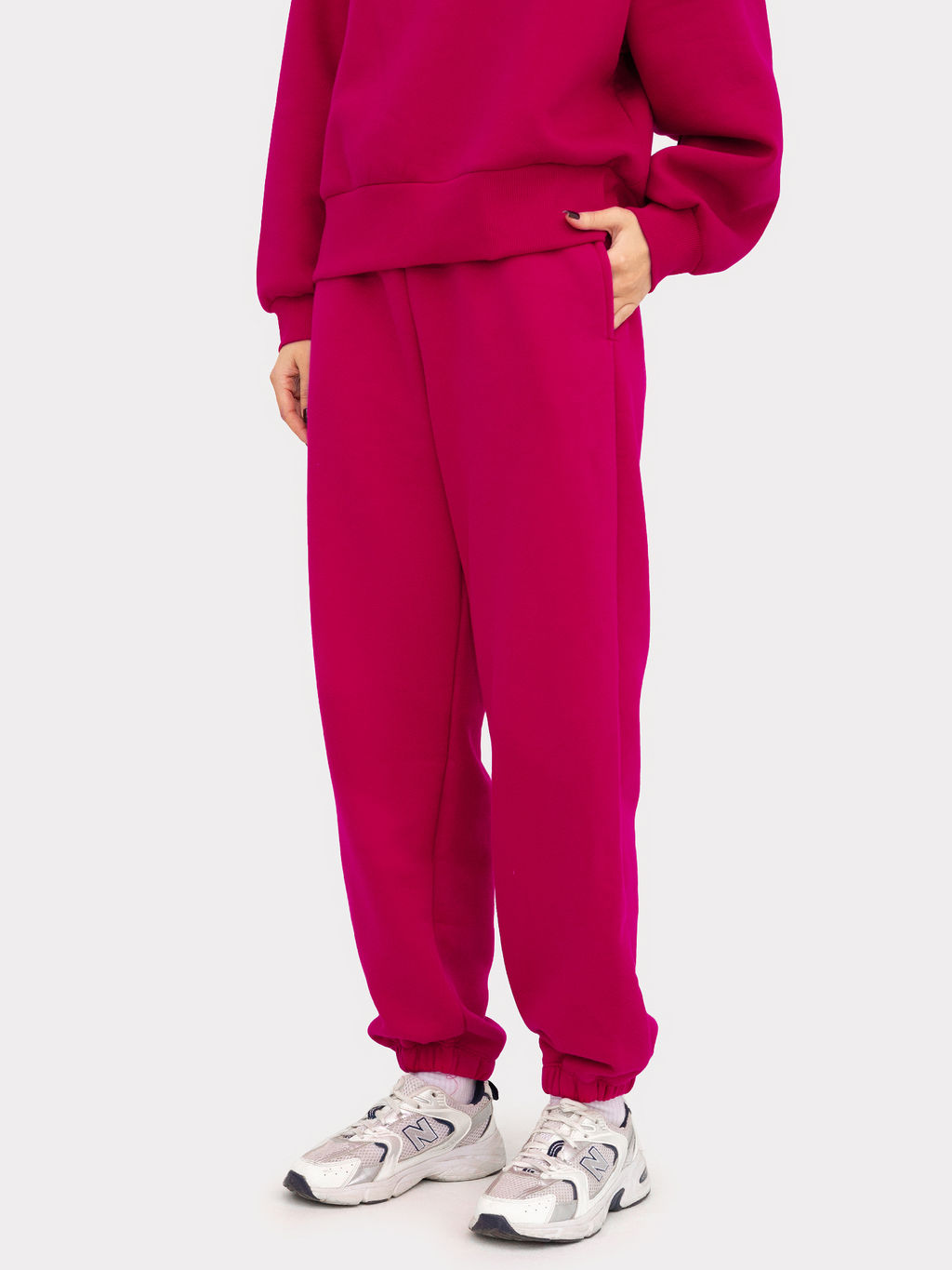Брюки Mark Formelle 382404 широкие из футера розовые  фото 4