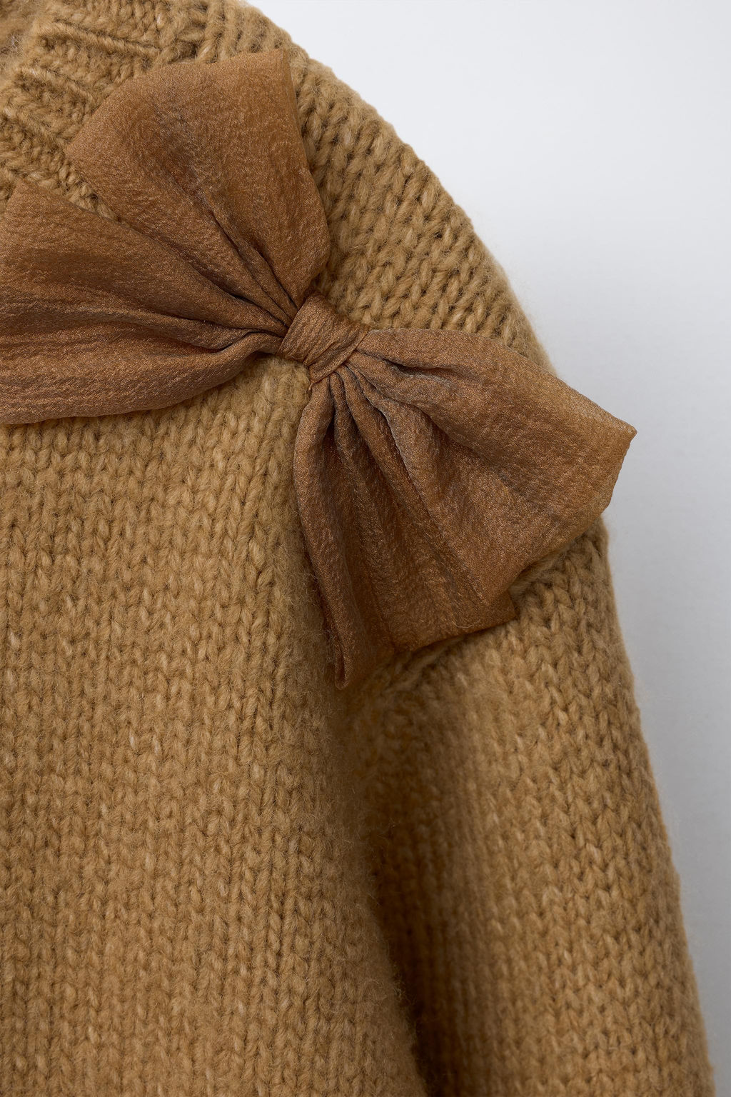 KNIT CARDIGAN WITH ORGANZA BOW - Zara фото 4