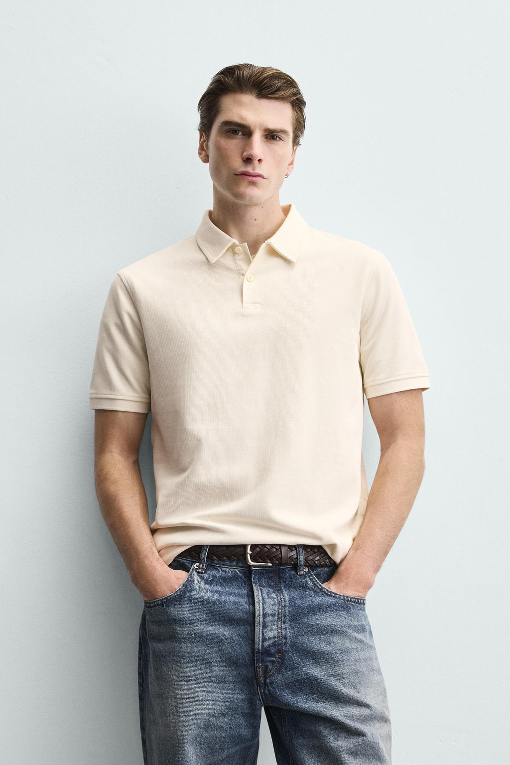 REGULAR FIT TEXTURED POLO SHIRT - Zara фото 2