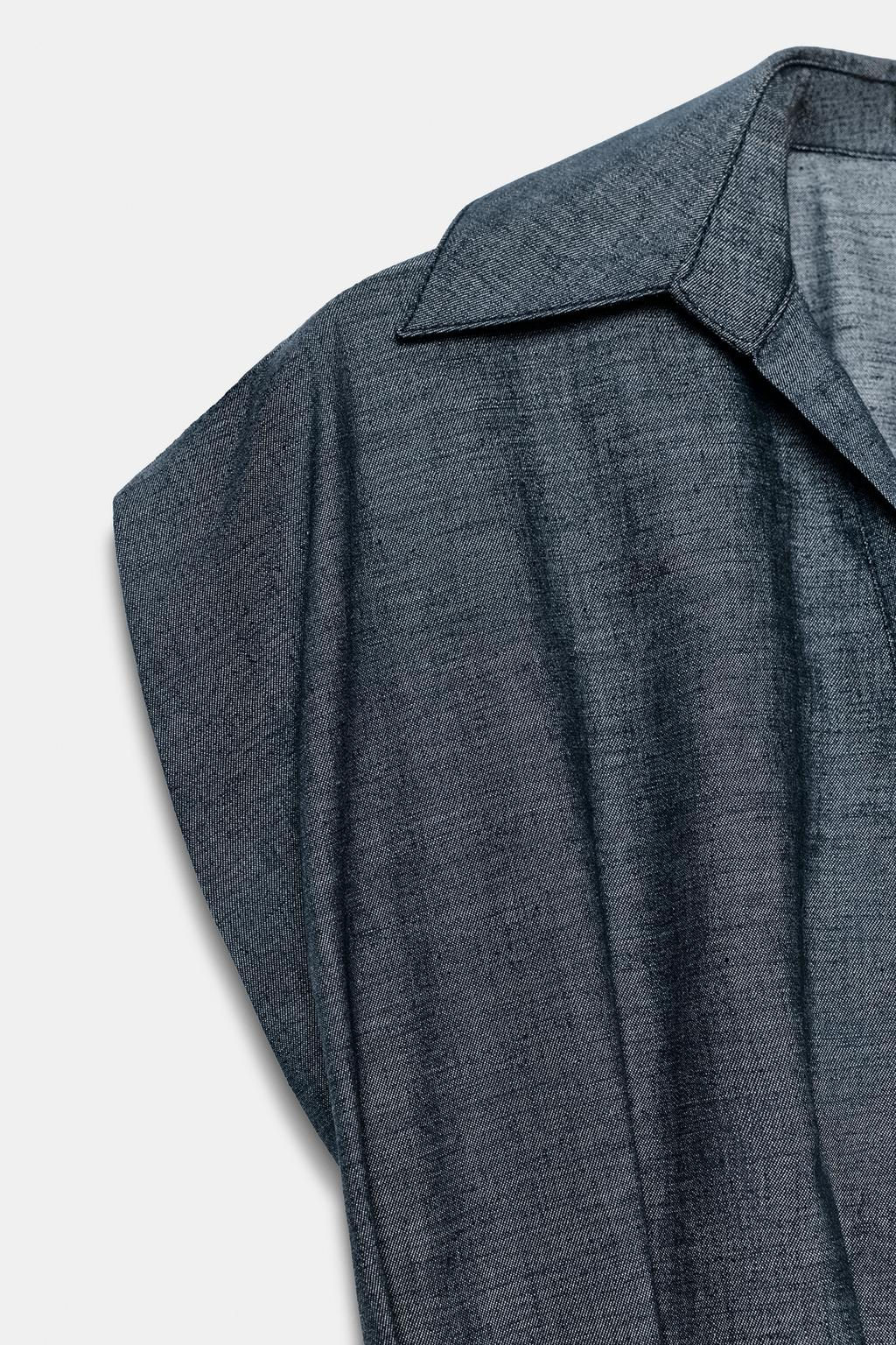 FITTED LINEN BLEND DARTED SHIRT - Zara фото 10