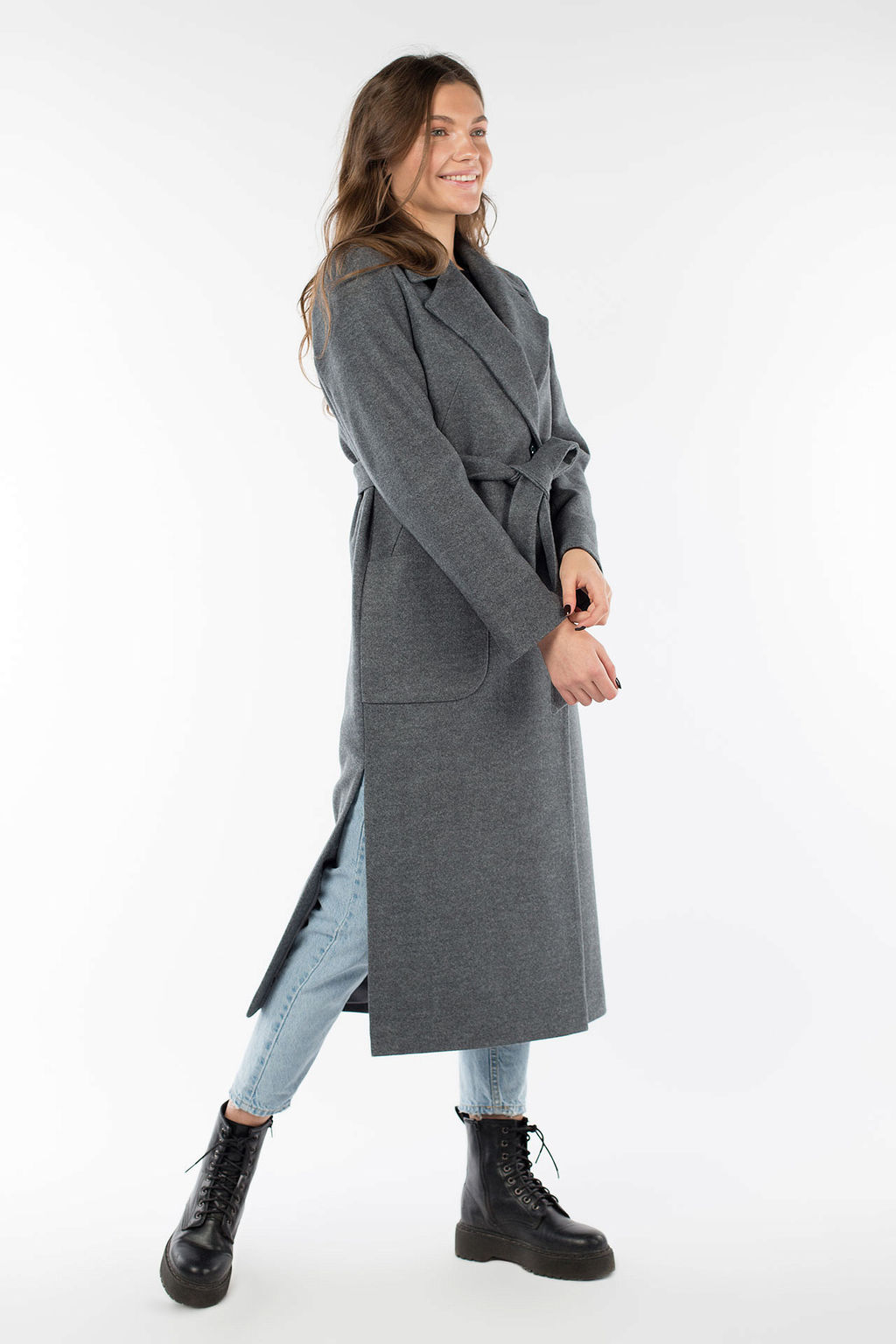 01-09454 Пальто женское демисезонное (пояс) - El podio фото 3