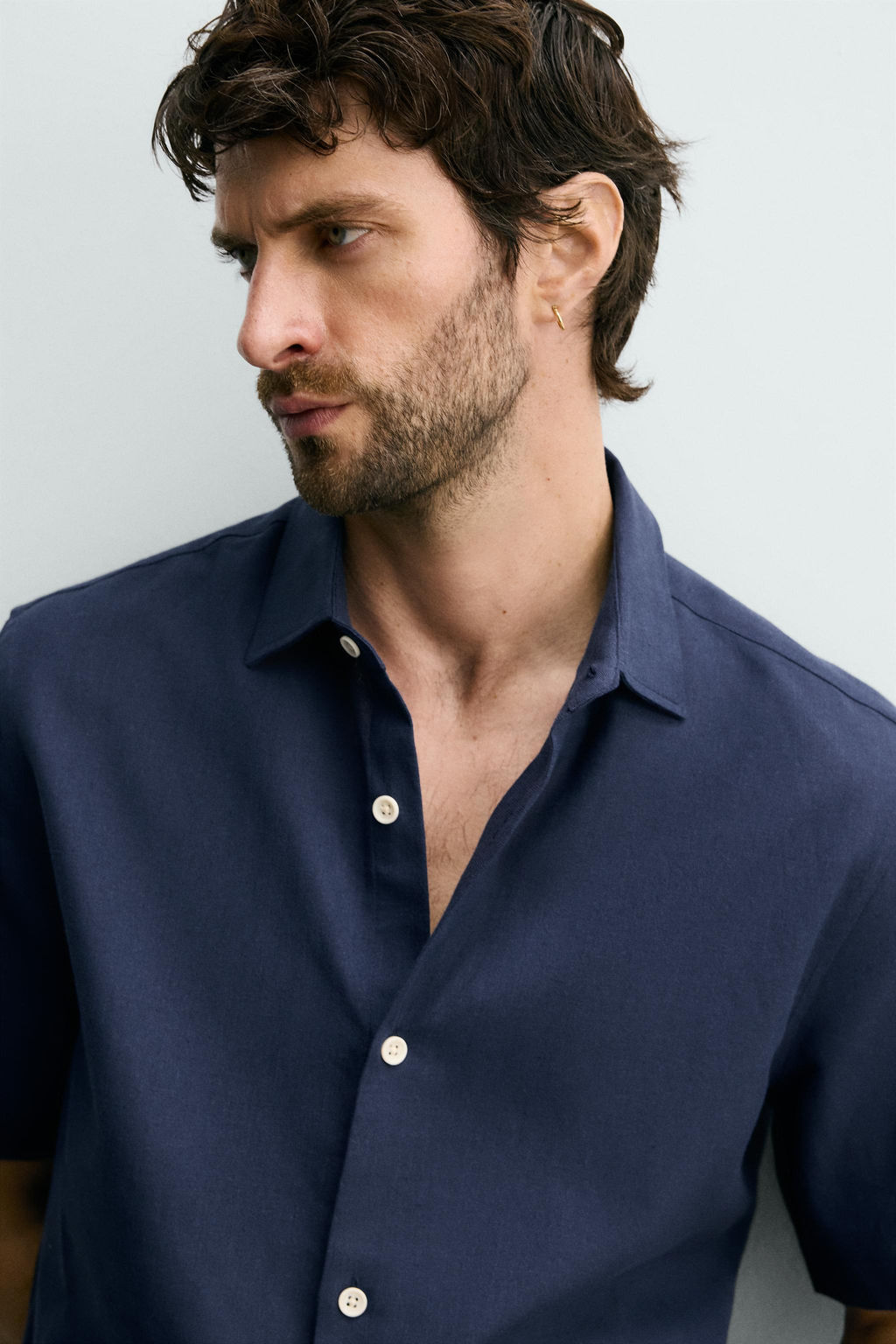 CAMISA ESTRUCTURA LINO - ALGOD?N / Marino - Zara фото 5