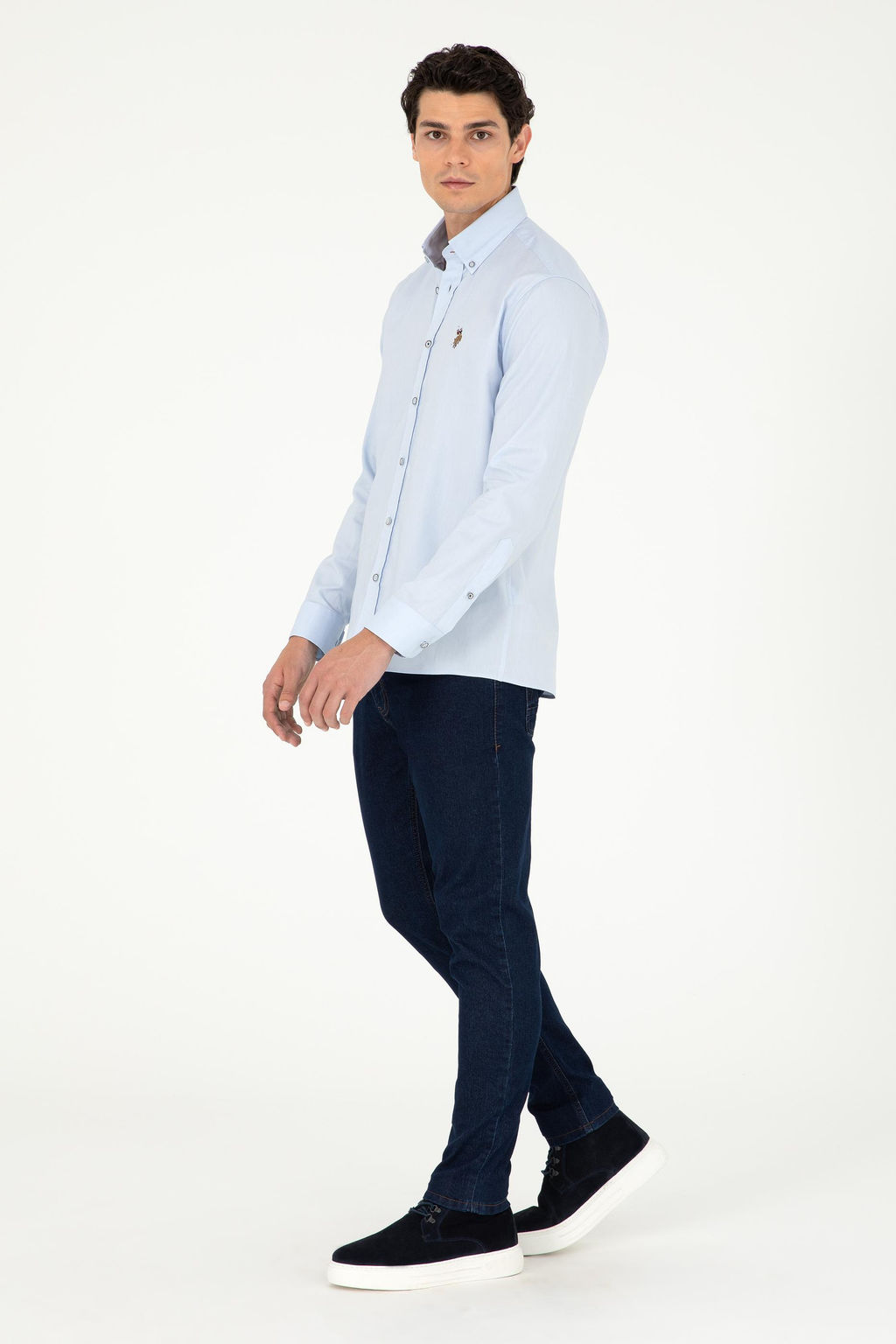 Мужская голубая базовая рубашка с длинным рукавом Неожиданная скидка в корзине - U.s. polo assn фото 4
