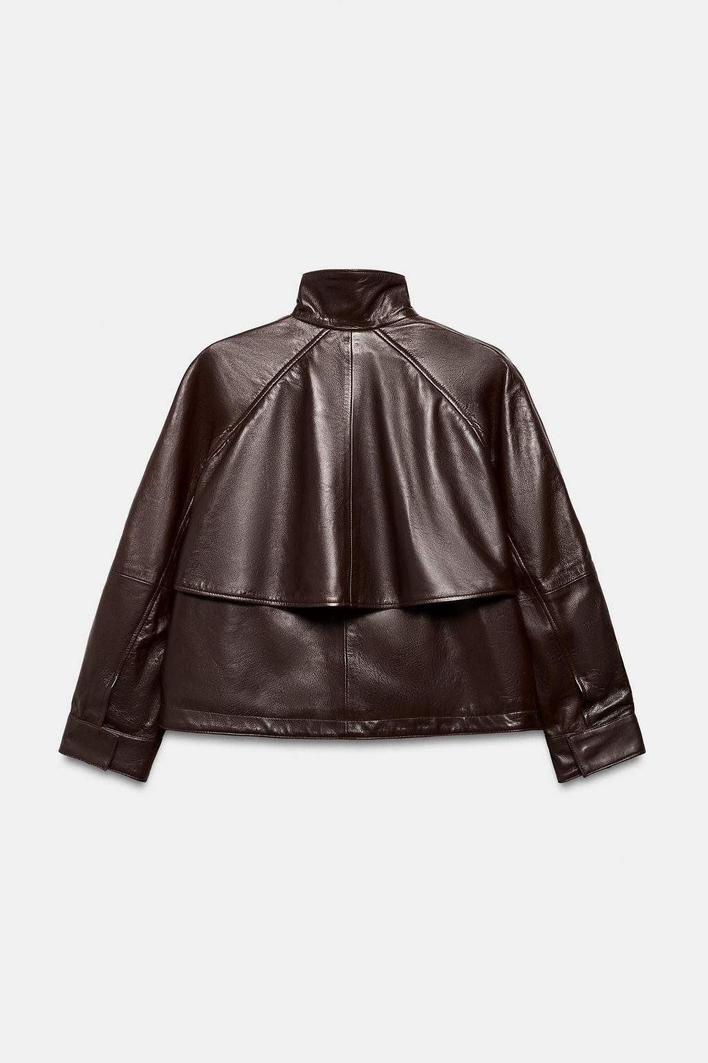 CHAQUETA BOMBER PIEL 100% ZW COLLECTION / Marr?n - Zara фото 8