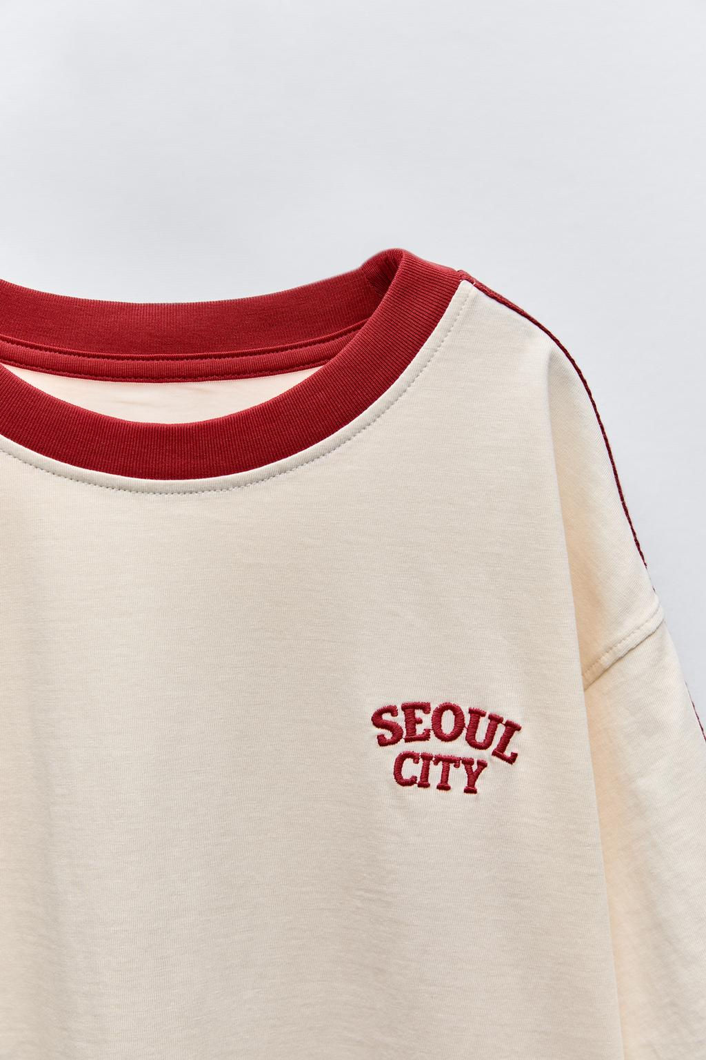 T-SHIRT WITH PIPING - Zara фото 4