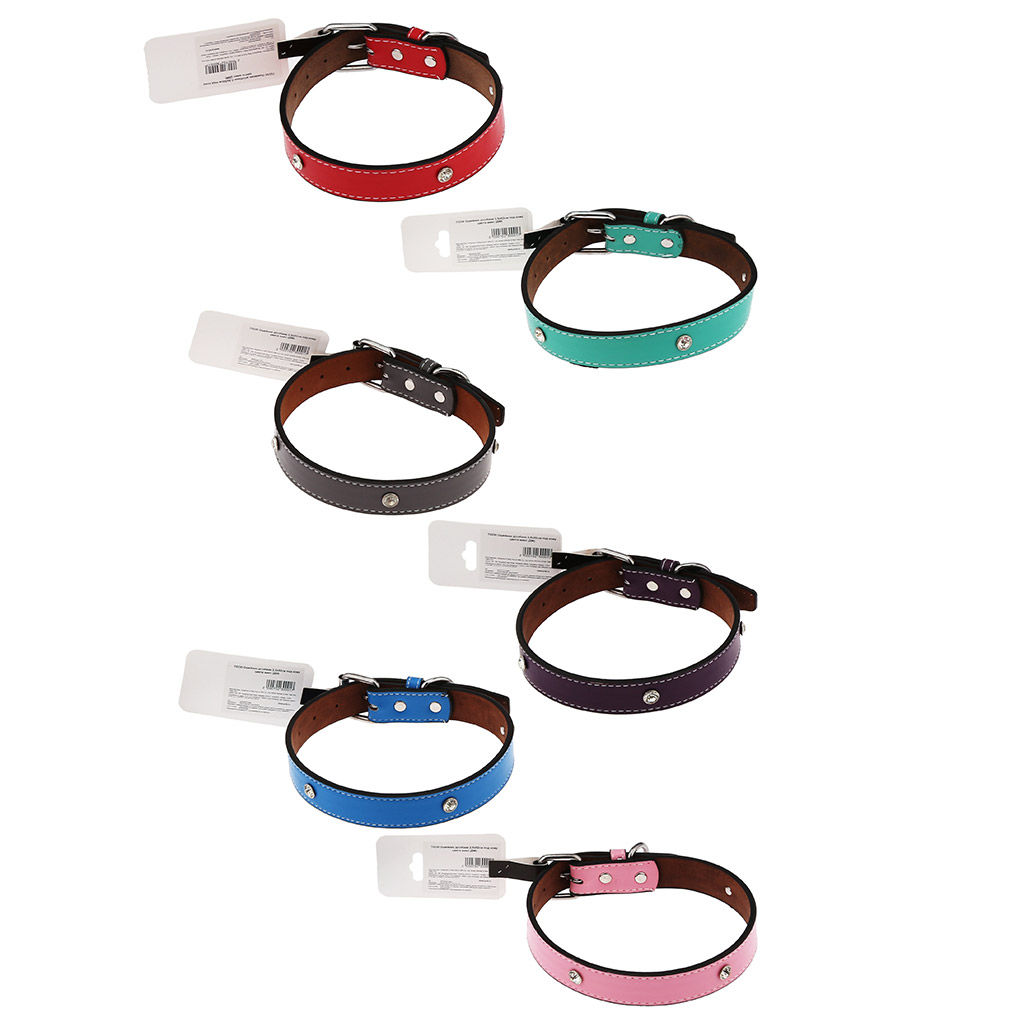 "Пэт тойс (Pet toys)" Ошейник для собаки "Стразы" 2,4х51см, металлическая застежка, под кожу, с декором, на картоне, цвета в ассортименте: красный, фиолетовый, розовый, серый, голубой, бирюзовый (Китай)