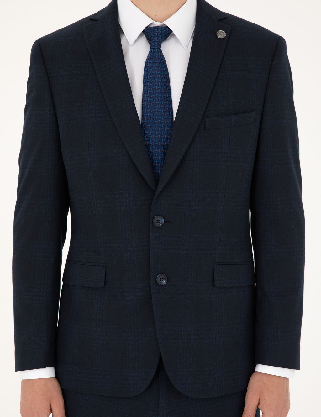 Lacivert Slim Fit Tak_m Elbise