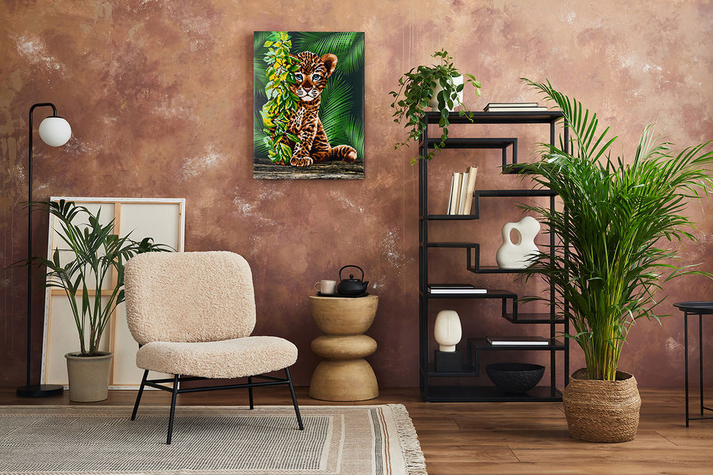 Кристальная (алмазная) мозаика ФРЕЯ ALPD-044 на подрамнике Малыш леопард 30 х 40 см