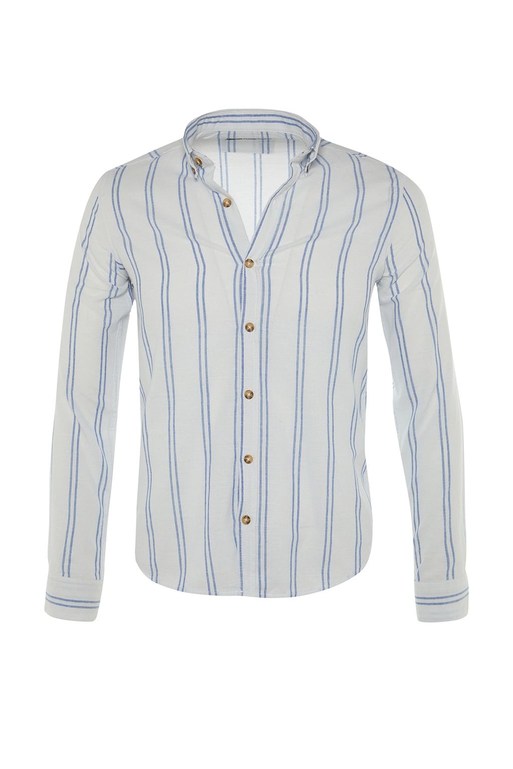 TRENDYOL MAN Beyaz Slim Fit Dugmeli Yaka Ince Cizgili Gomlek TMNSS20GO0092 - Trendyolmilla фото 7
