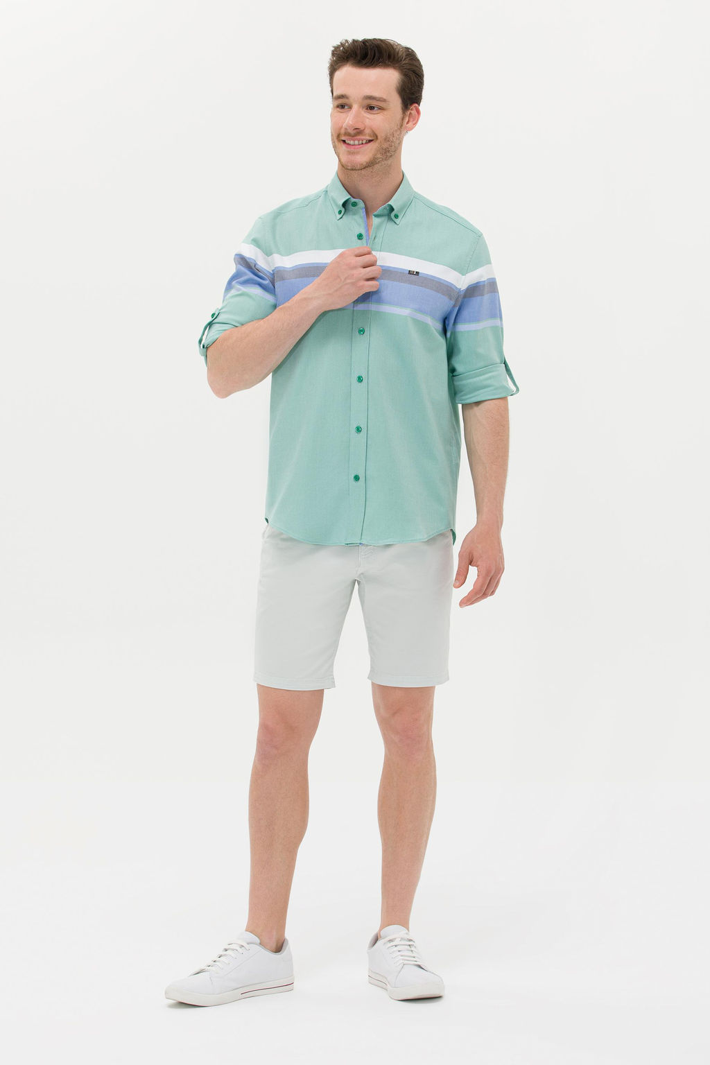 Мужская зеленая рубашка с длинным рукавом - U.s. polo assn фото 18