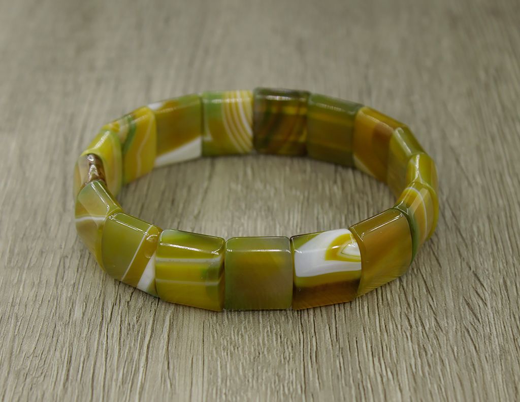 Браслет Ириска агат бежево-зеленый - Agat77 фото 2