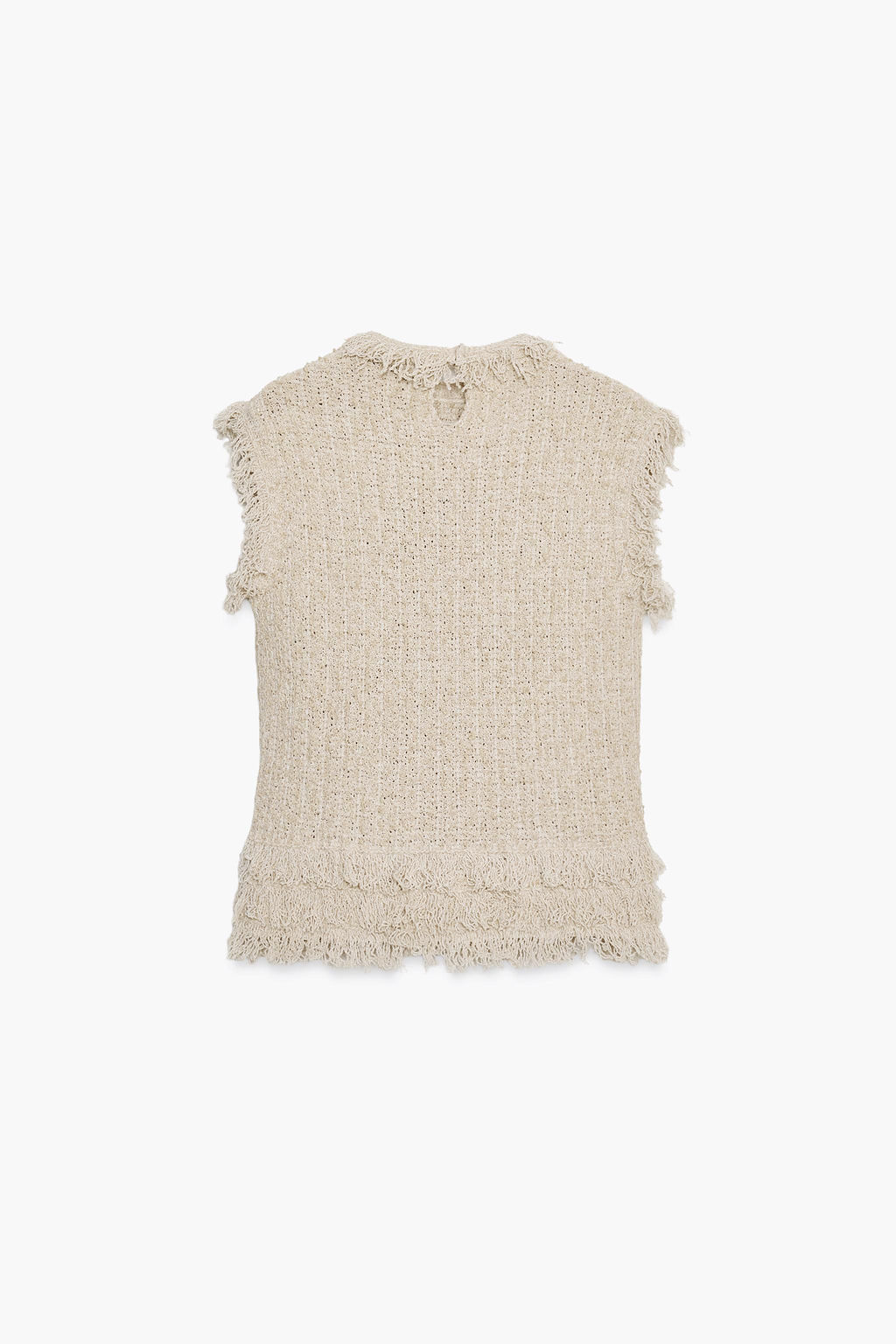 TEXTURED KNIT FRINGED TOP