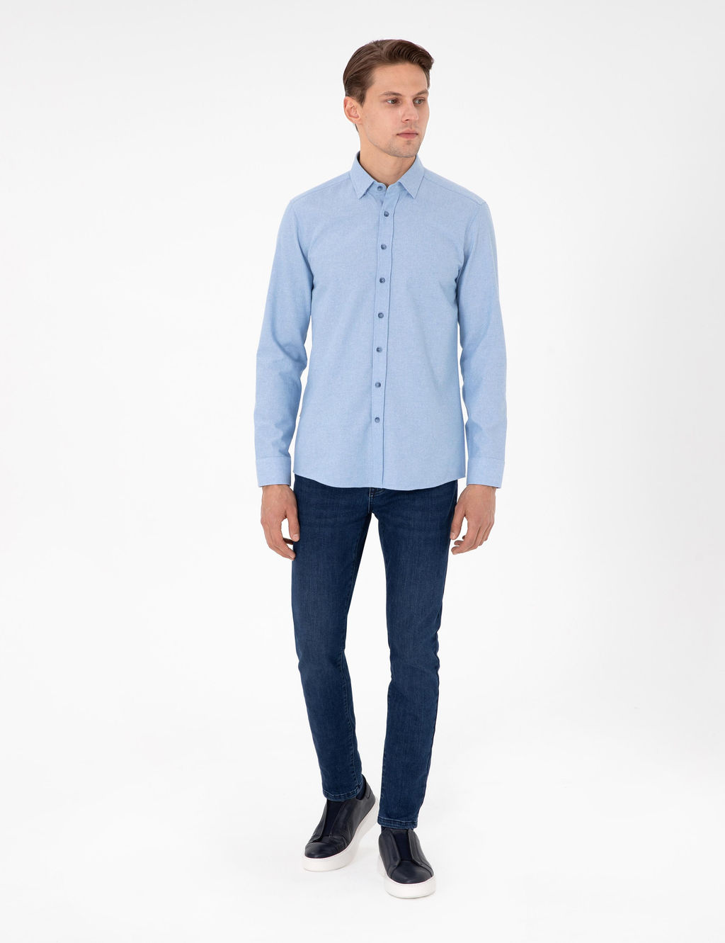 A__k Mavi Slim Fit Uzun Kollu G_mlek - Pierre cardin фото 4