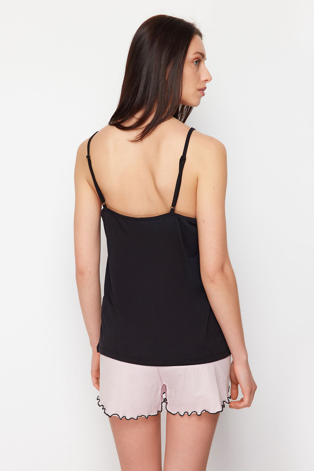 Trendyolmilla Mavi Cicekli Kurdele/Fiyonklu Ip Ask?l? Sortlu Orme Pijama Tak?m? THMSS24PT00320  фото 21