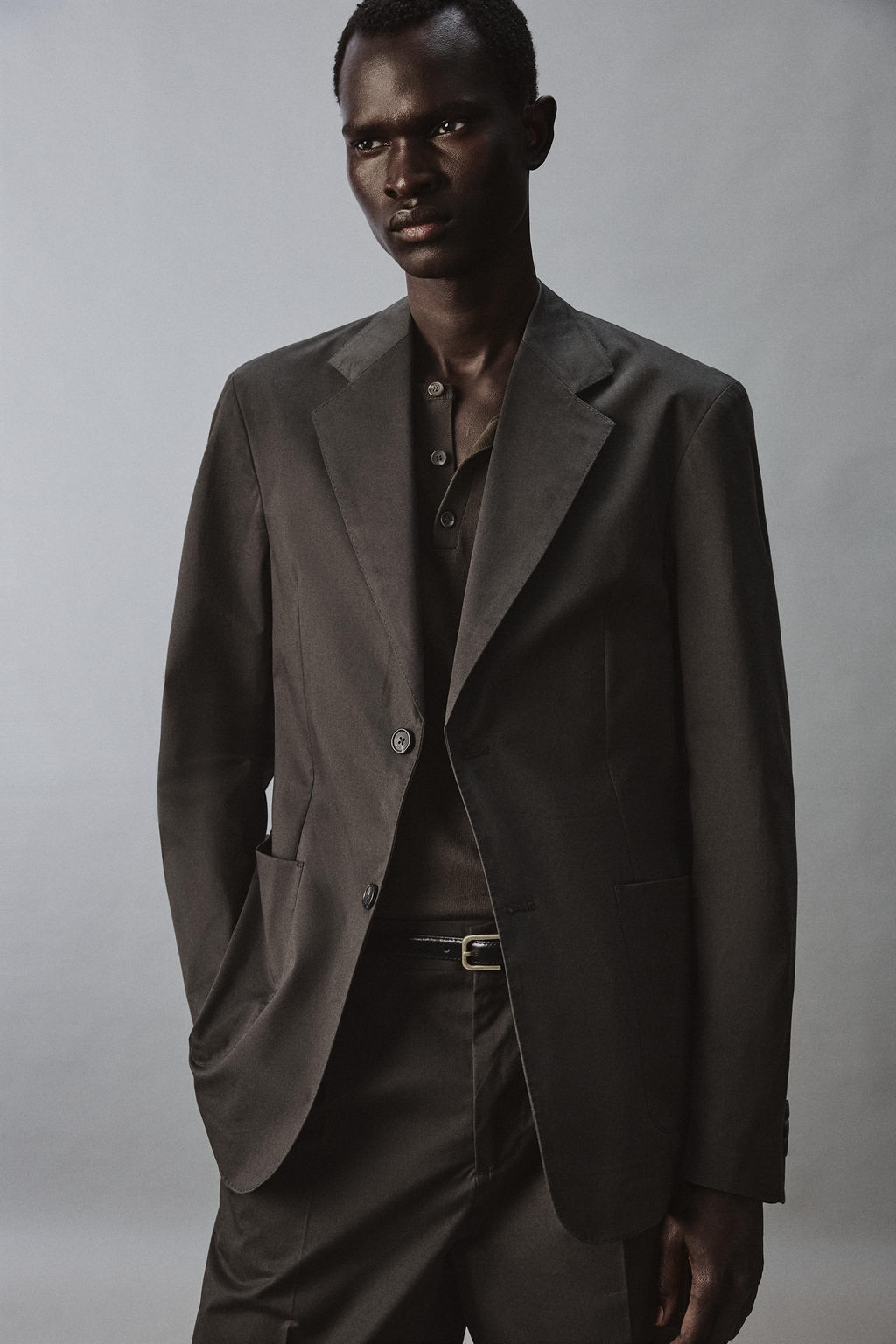 BLAZER RELAXED FIT TRAJE MEZCLA ALGOD?N / Marr?n - Zara фото 5