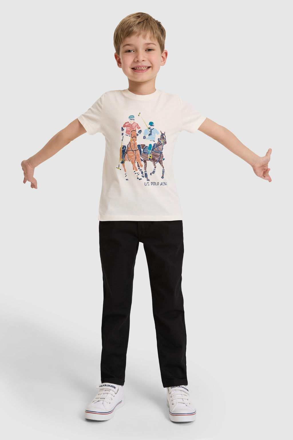 Erkek _ocuk Krem Bisiklet Yaka Ti__rt - U.s. polo assn фото 4