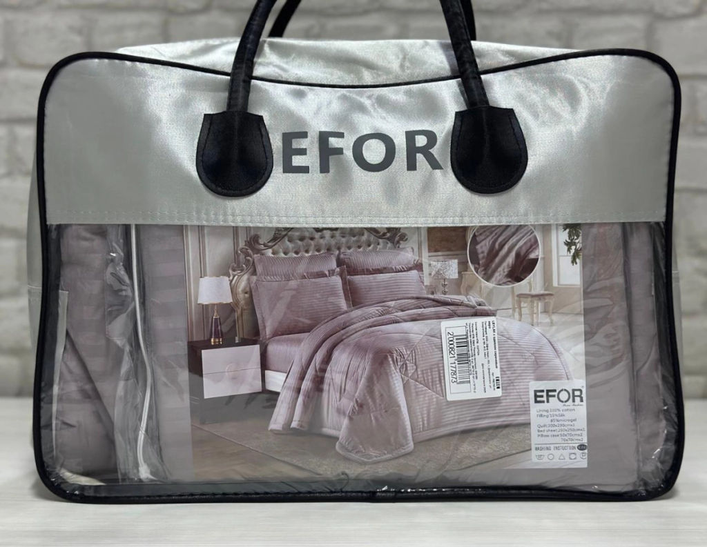 КПБ EFOR PREMIUM SATIN LEYLAK с одеялом сиреневый евро