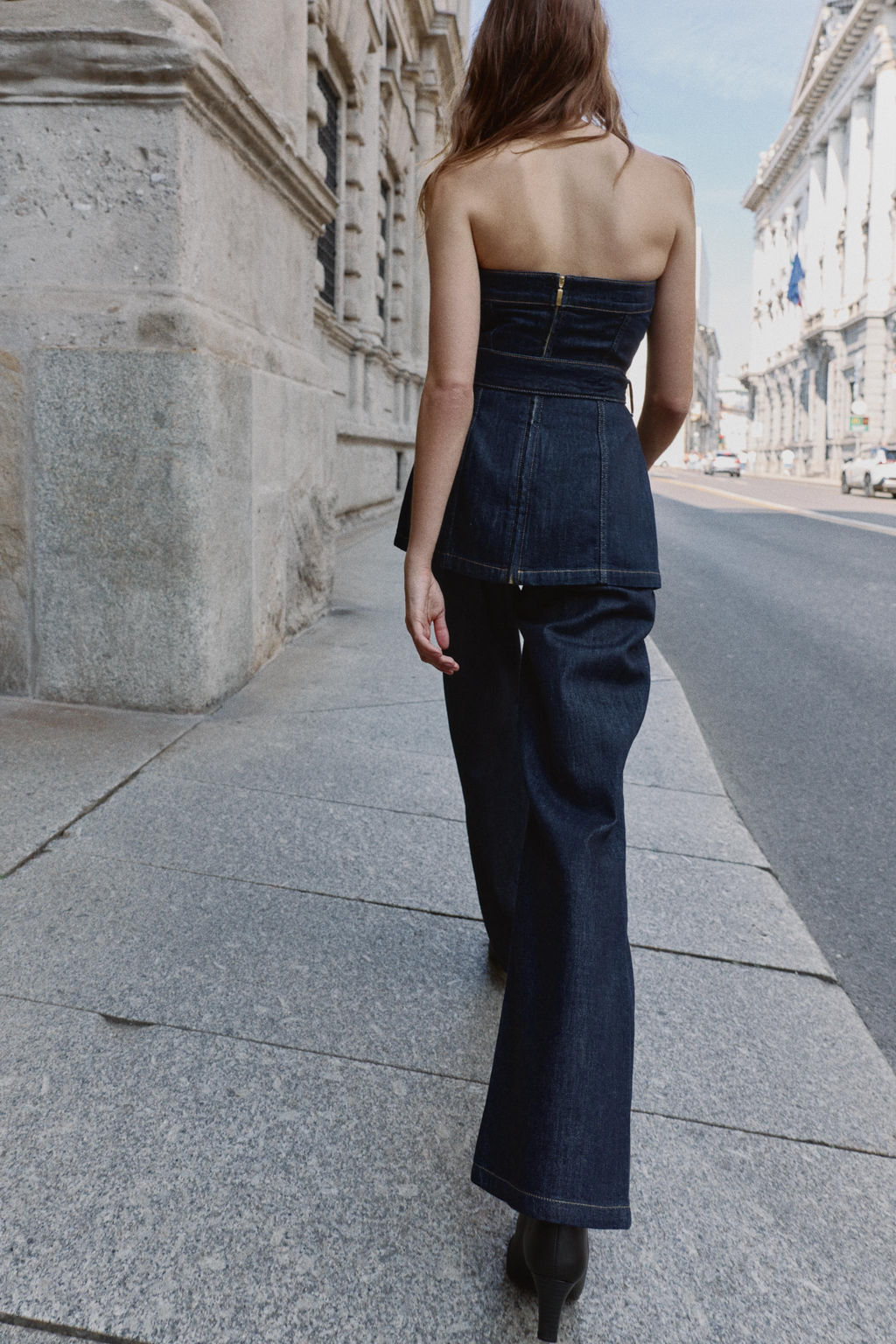 Z1975 DENIM STRAPLESS TOP WITH BELT - Zara фото 3