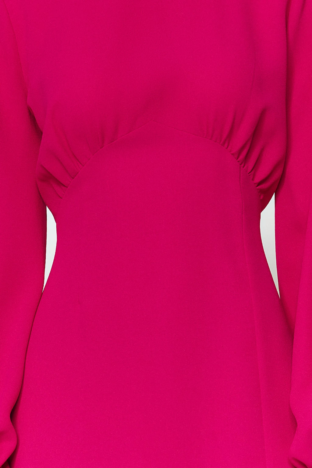 Fusya Belden Ac?lan Midi Volumlu Kol Detayl? Dokuma Elbise TWOAW24EL00423 - Trendyolmilla фото 4