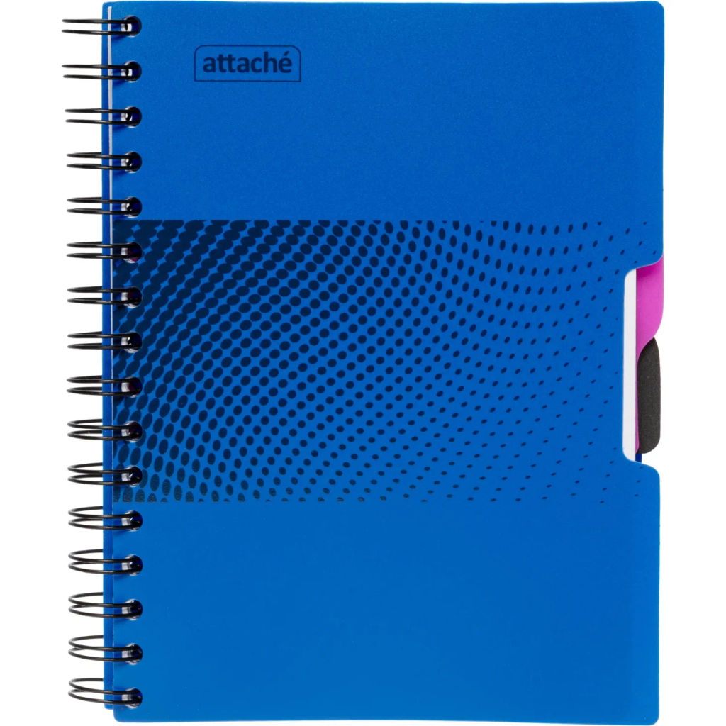 Тетрадь А5,140л,кл,спир,пласт.обл,2разд Attache DIGITAL синий 876750  фото 2
