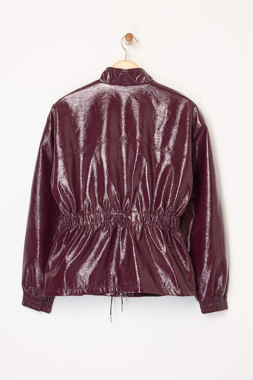 Bordo Regular Kal?p Belden Buzgulu Parlak Ince Ceket Mont TWOAW26MO00079 - Trendyolmilla фото 3