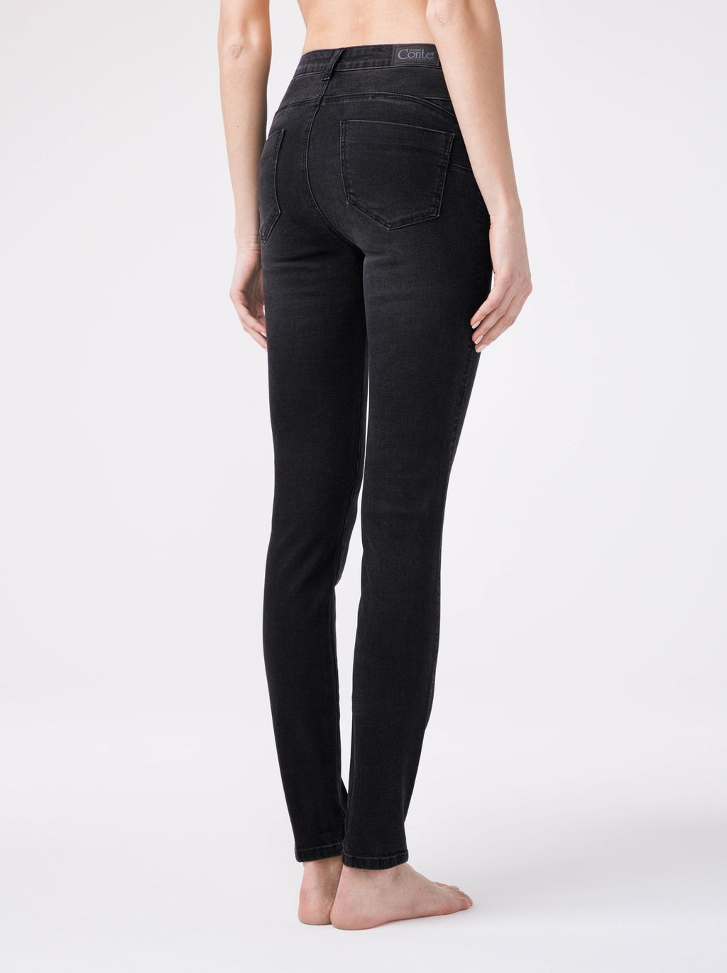CONTE Моделирующие eco-friendly джинсы skinny push-up с высокой посадкой CON-148 washed black
