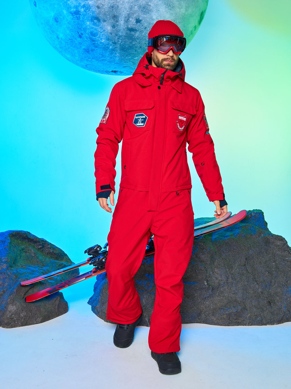 Мужской сноубордический горнолыжный комбинезон Alpha Endless Prometheus 223/230510 RED - Красный