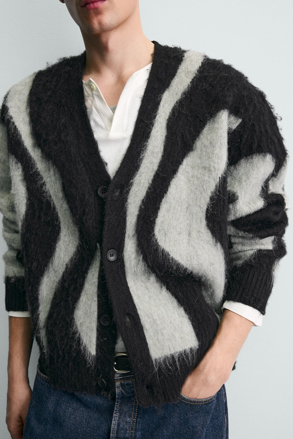 BRUSHED JACQUARD CARDIGAN - Zara фото 13
