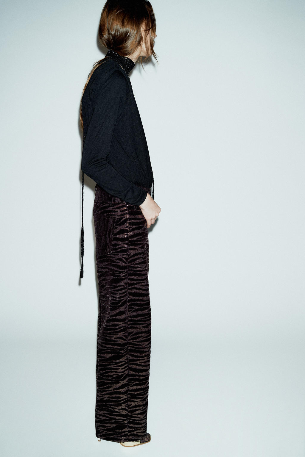 SEQUINNED VELVET TROUSERS - Zara фото 3