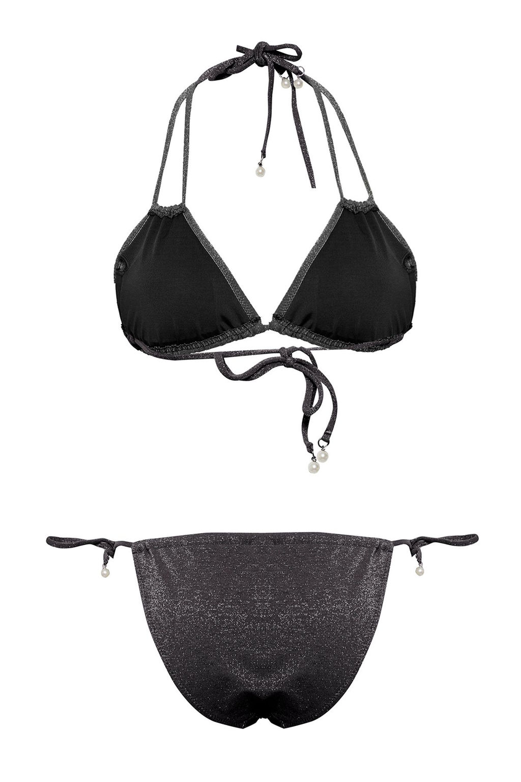 TRENDYOLMILLA Mavi Ucgen Inci Aksesuarl? Simli Regular Bikini Tak?m? TBESS25BT00018 фото 6