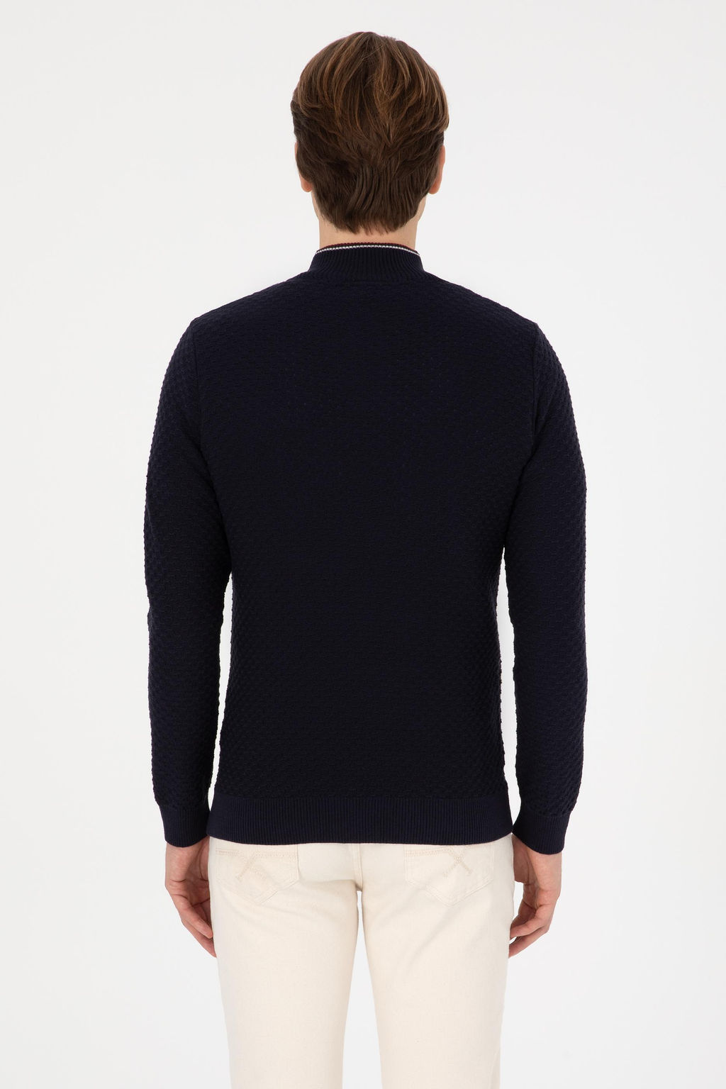 Erkek Slim Fit Yar_m Fermuarl_ Lacivert Kazak - U.s. polo assn фото 5
