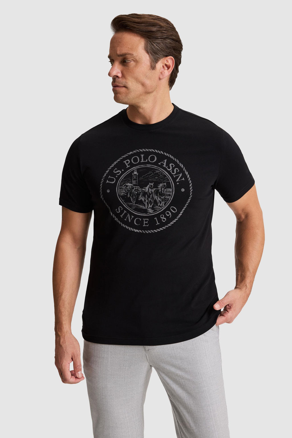 Erkek Siyah Regular Fit Bisiklet YakaTi__rt