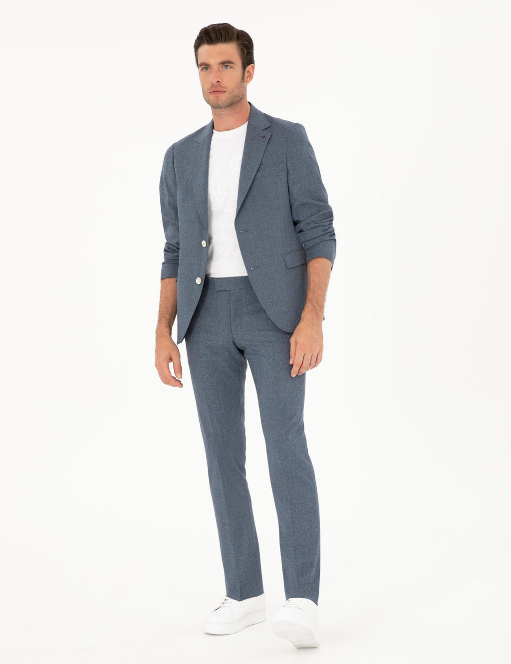 _ndigo Slim Fit Y_n Kar___ml_ Tak_m Elbise