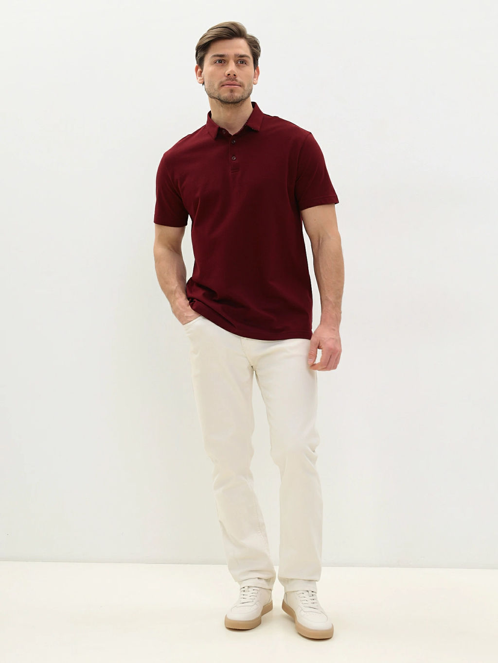 Джемпер мужской с воротником поло короткий рукав GREG G144-PO1246T-SA2081 (бордо)  фото 6