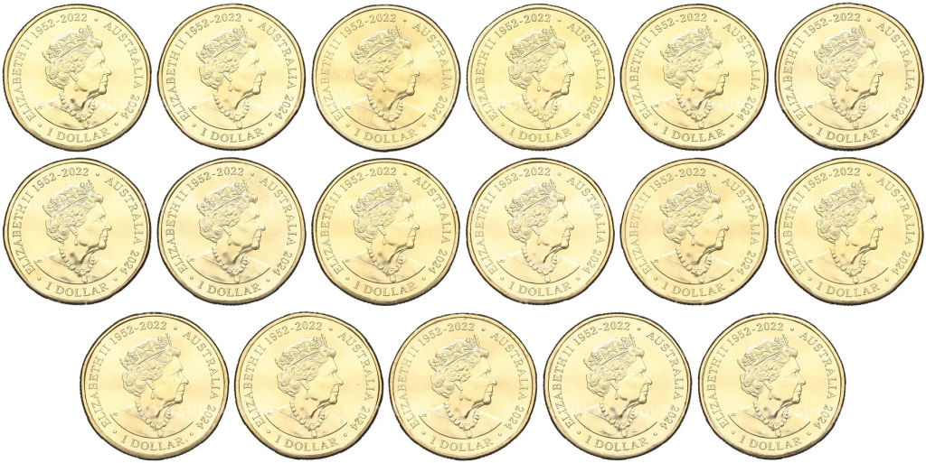 Набор из 17 монет 1 доллар 2024 года Австралия Национальная лига регби (в альбоме)