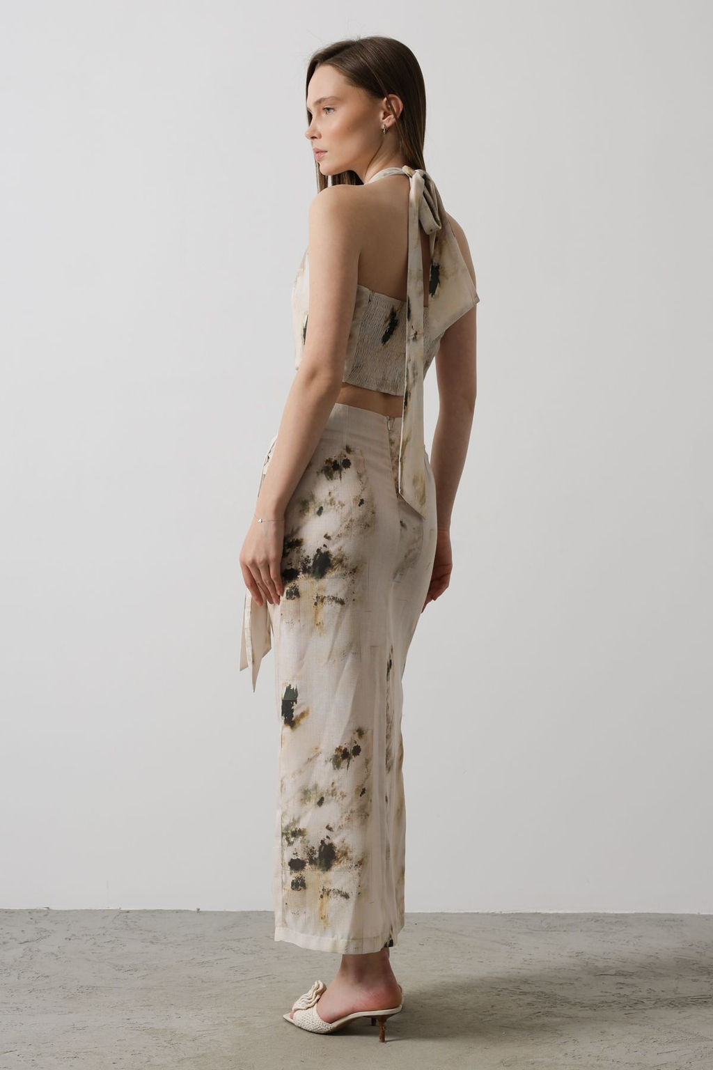 TRENDYOLMILLA Bej Batik Desenli Anvelop Midi Dokuma Etek TWOSS25ET00052 фото 6