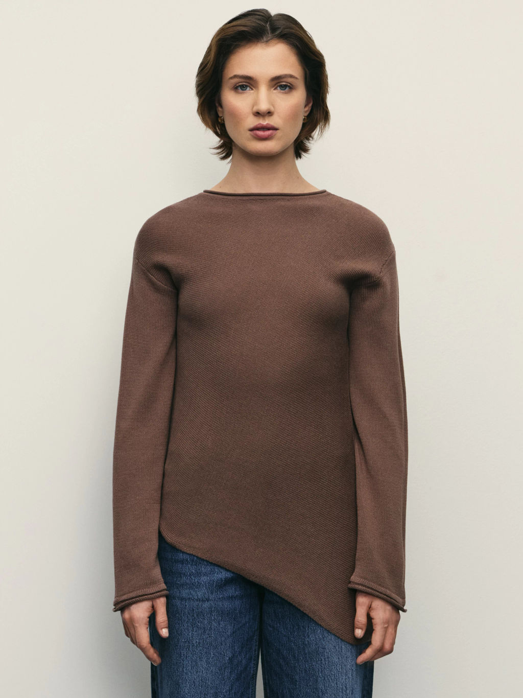 Джемпер из хлопка с асимметричным краем / Zarina  фото 3