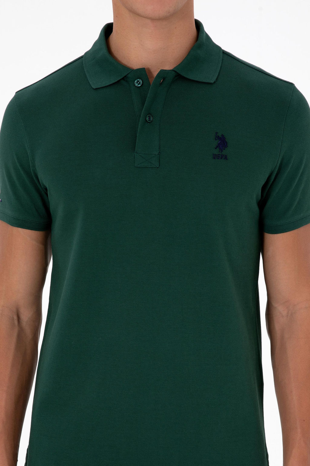 Поло Slim Fit Basic темно-зеленая из хлопка