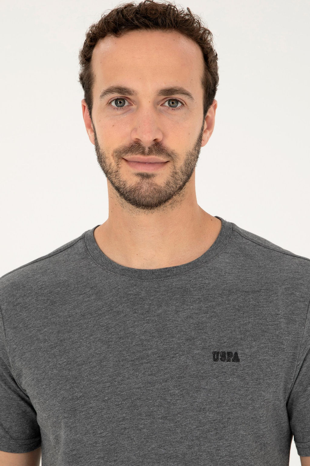 Футболка мужская U.S. Polo Assn из хлопка антрацитового меланжа фото 2