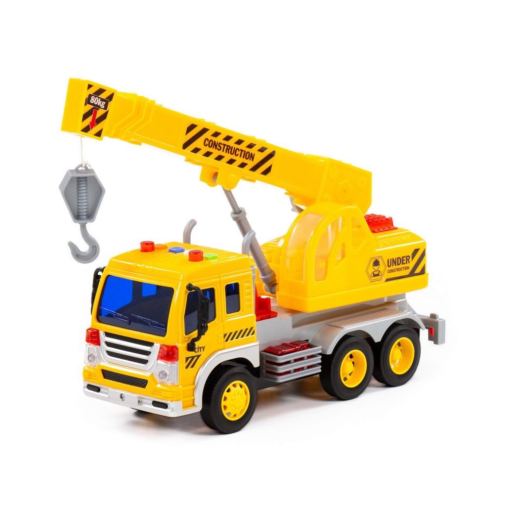 Сити, автомобиль-кран инерционный (со светом и звуком) (жёлтый) (в коробке) - Полесье фото 2