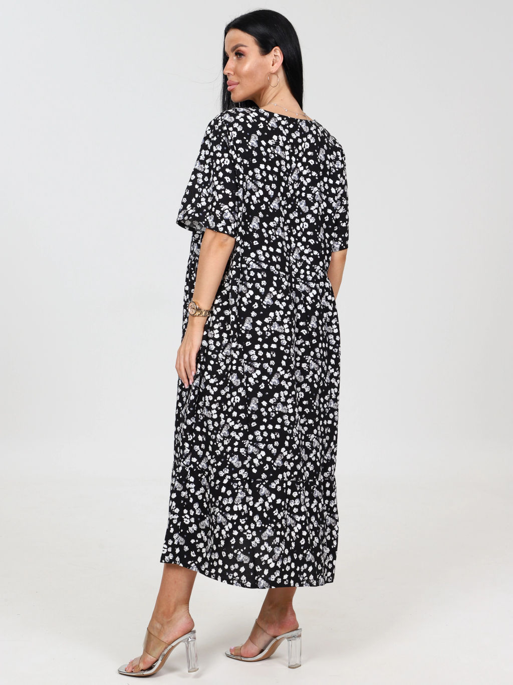 Платье женское, цвет черный белый