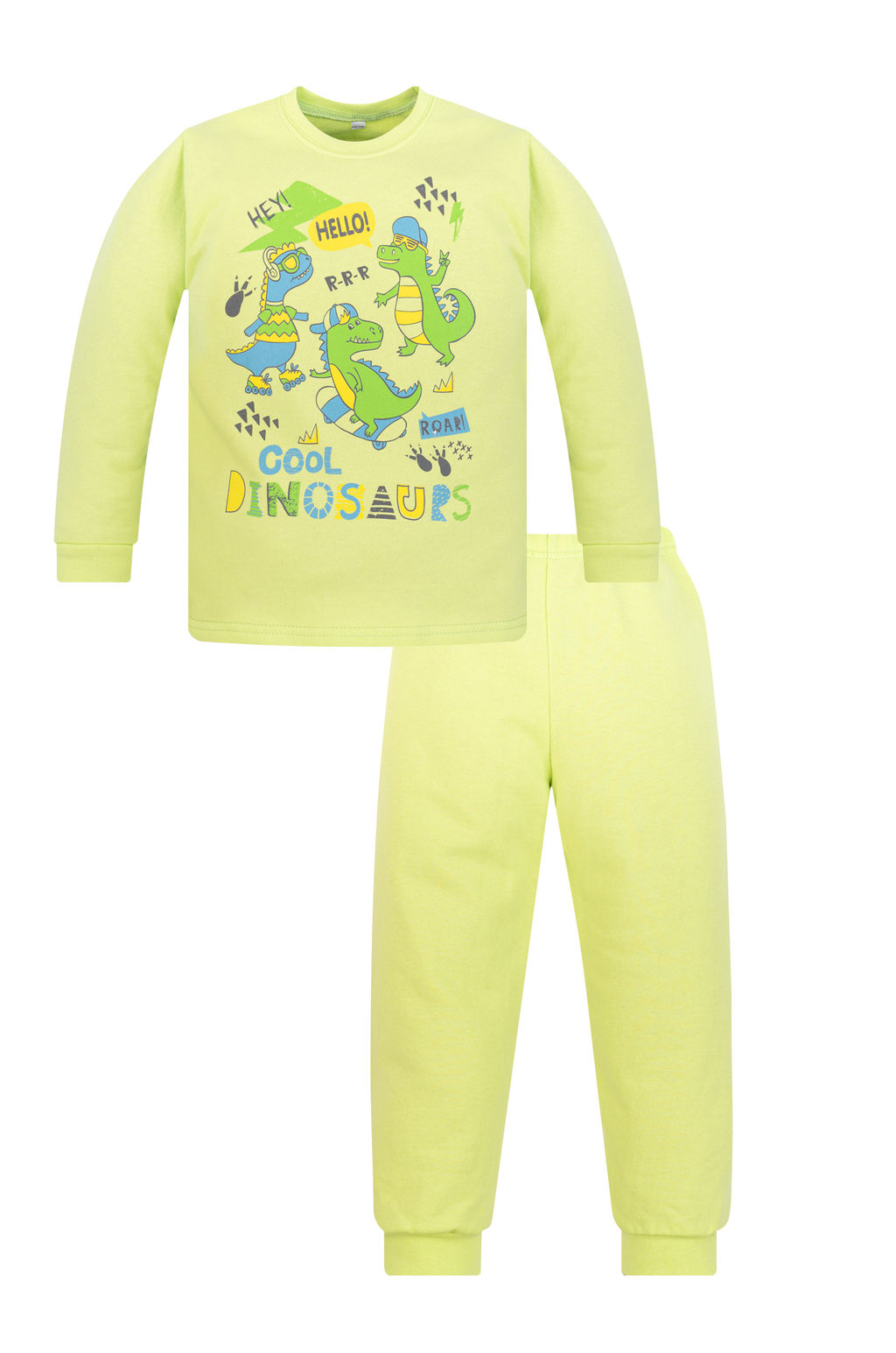 Пижама детская из футера салатовая дино
