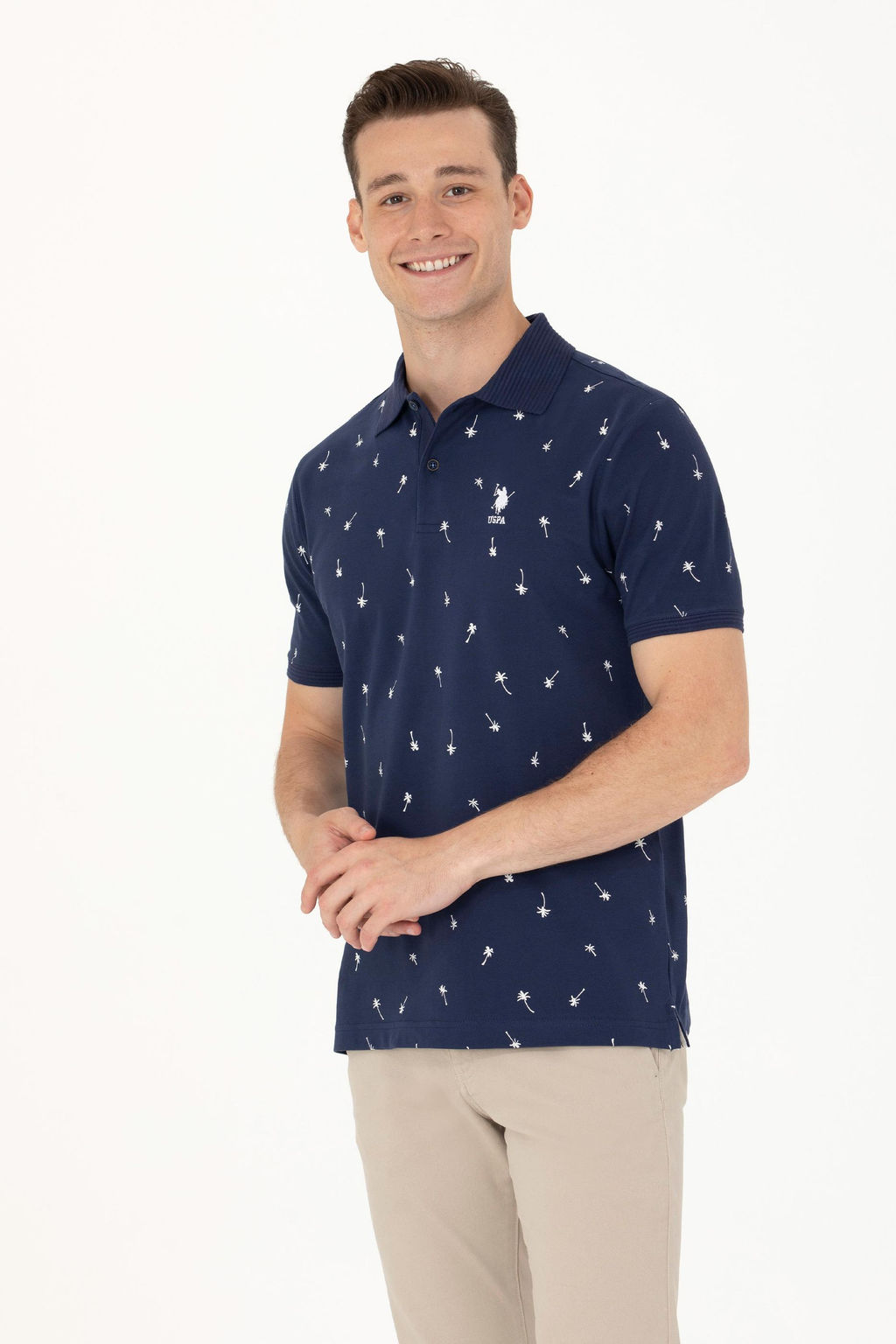 U. S. Polo Assn / Мужская темно-синяя футболка с воротником-поло - U.s. polo assn фото 15