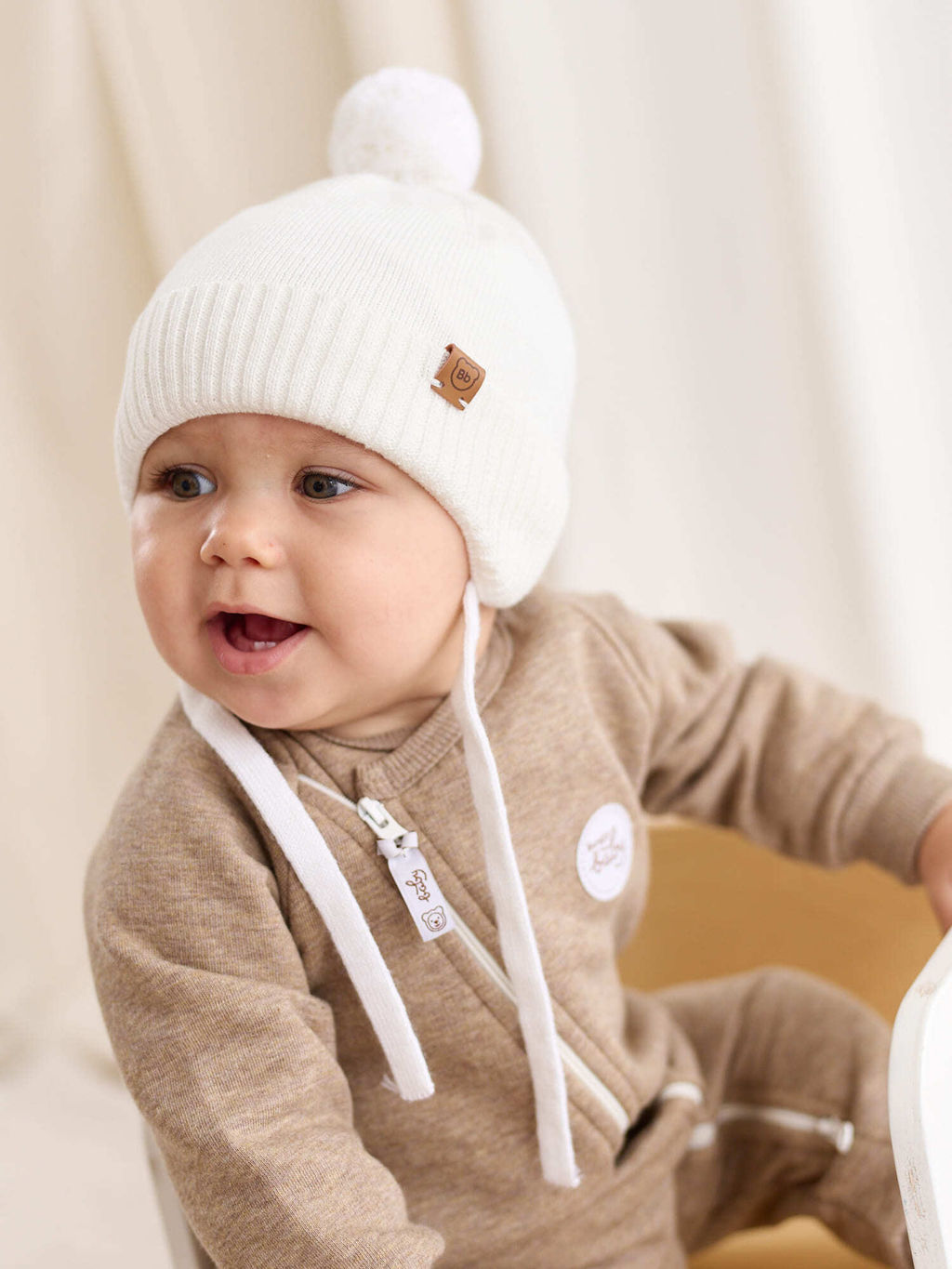 Шапка хлопковая на подкладе Молоко 0+ - Bungly фото 3