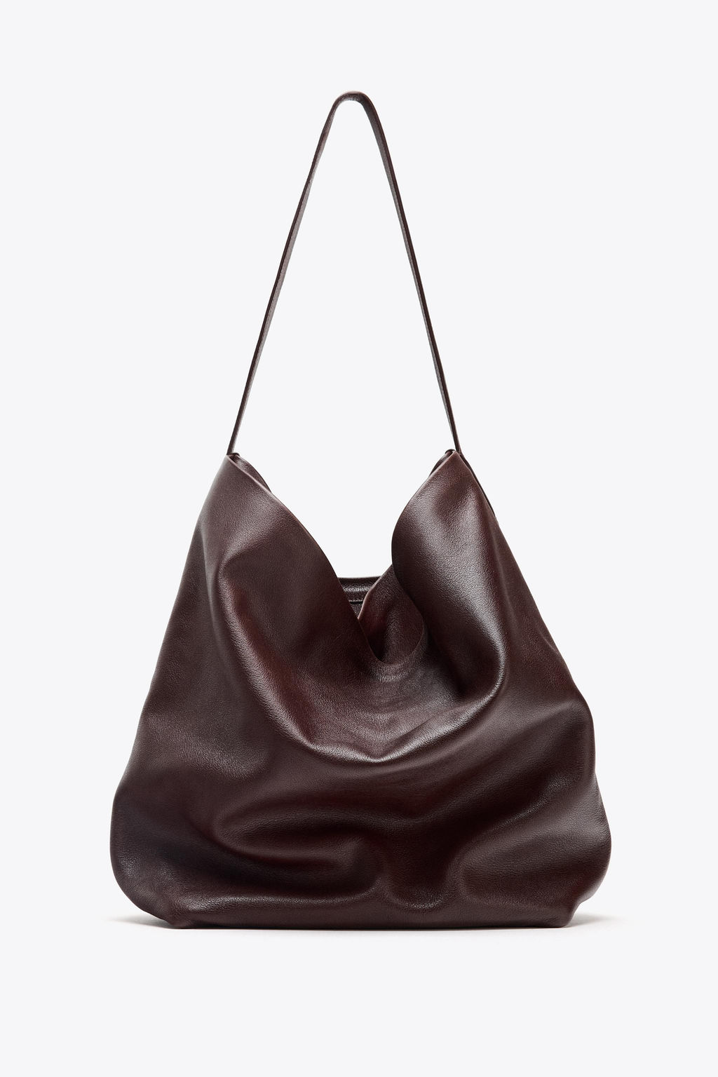 DOUBLE COMPARTMENT LEATHER BUCKET BAG - Zara фото 6