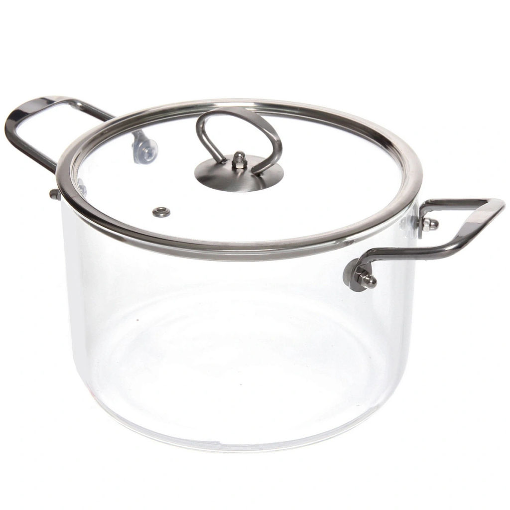 Кастрюля из боросиликатного стекла 3,5л "Хай-Тек" с металлическими ручками