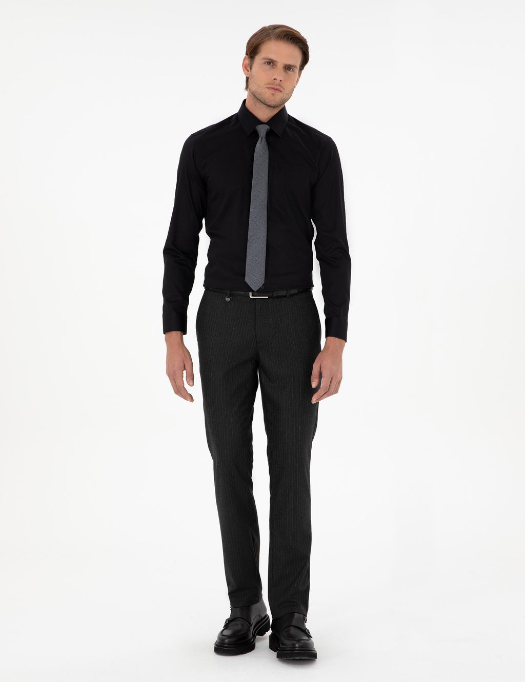Siyah Regular Fit Uzun Kollu Basic G_mlek