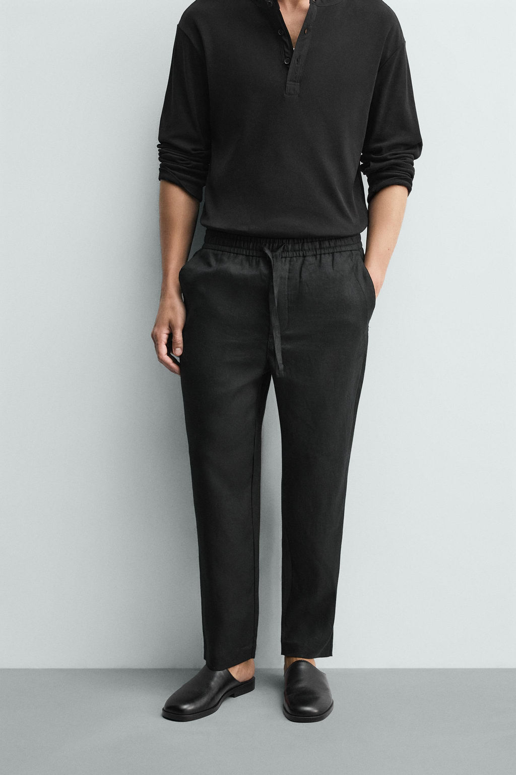 PANTAL?N RELAXED FIT 100% LINO / Negro - Zara фото 2